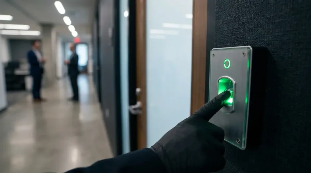 Leitor biométrico de controle de acesso instalado em empresa em Limeira SP