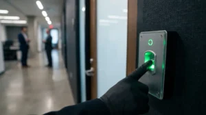 Leitor biométrico de controle de acesso instalado em empresa em Limeira SP